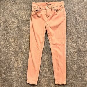 7‎ For All Mankind Women's 27 Peach Light Pink Jeans Mid Rise